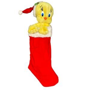 Vintage 3D Head Tweety Bird Plush Christmas Stocking